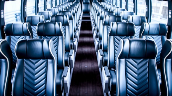 frisco 56 passenger charter bus inside